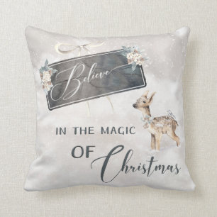 Adorable Christmas Woodland Scene with Fawn Cushion
