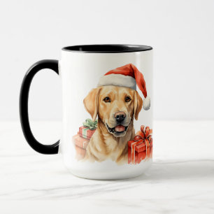 ADORABLE CHRISTMAS YELLOW LABRADOR RETRIEVER MUG
