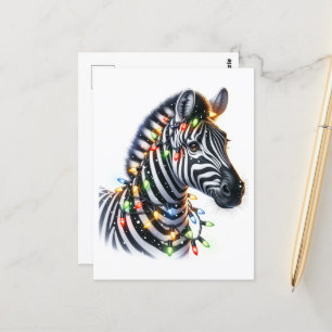 Adorable Christmas Zebra Postcard