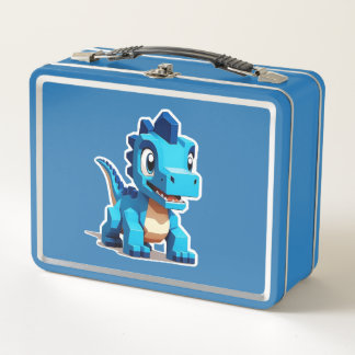 Adorable Chubby Dinosaur Metal Lunch Box