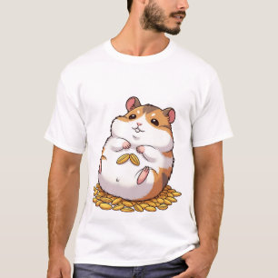 Adorable Chubby Hamster Sitting on Pile of Seeds T-Shirt