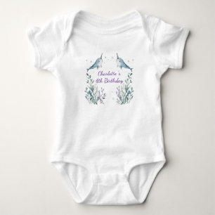 Adorable Chubby Narwhal Whale fish Seamless Sea Li Baby Bodysuit