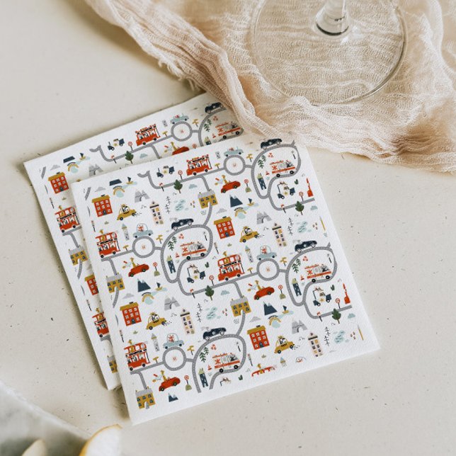 Adorable City Cars Birthday  Napkin (Creator Uploaded)