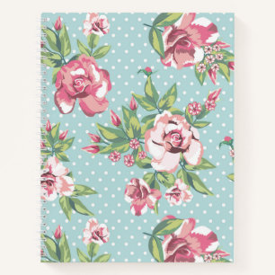 Adorable, classy vintage rose garden flowers blue notebook