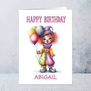 Adorable Clown Holding Balloons Birthday Card