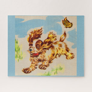 adorable cocker spaniel puppy on the run jigsaw puzzle