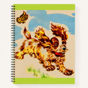 adorable cocker spaniel puppy on the run notebook