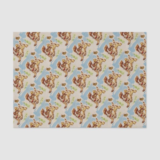 adorable cocker spaniel puppy on the run tissue paper (Front)
