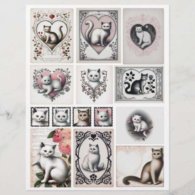 Adorable Collection of Cat Ephemera for Papercraft (Front)