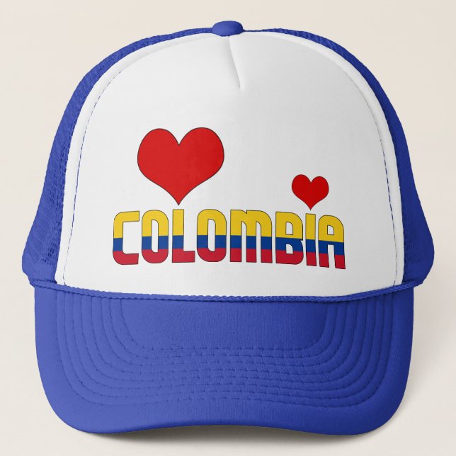 Adorable Colombia Flag Hearts Trucker Hat (Front)