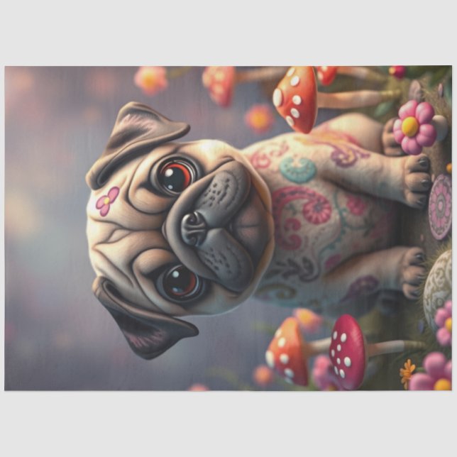 Adorable Colorful Puppy Tissue Paper (Front)