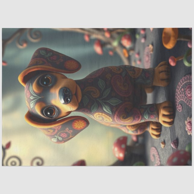 Adorable Colorful Puppy Tissue Paper (Front)