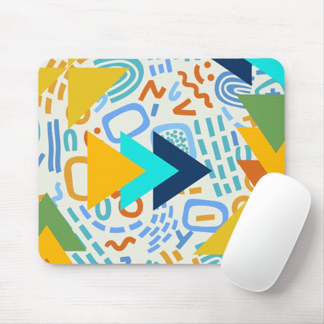 Adorable colourful 70s retro abstract pattern gree mouse pad (With Mouse)