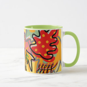 Adorable colourful abstract of leaf Green Orange Mug