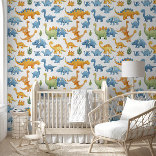 Adorable Colourful Dinosaurs Pattern for Nursery  Wallpaper