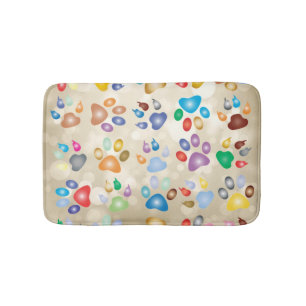 Adorable Colourful Dog Paw Prints,Bokeh Bath Mat