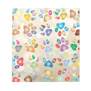 Adorable Colourful Dog Paw Prints,Bokeh Notepad
