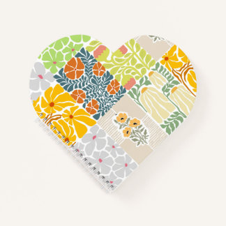 Adorable colourful floral pattern in collage style notebook