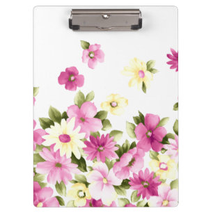 Adorable Colourful Girly Blooming Flowers Clipboard