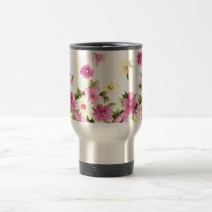 Adorable Colourful Girly Blooming Flowers Travel Mug