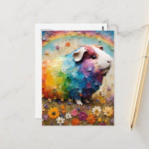 Adorable Colourful Guinea Pig in the Meadow Collag Postcard