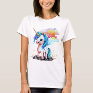 Adorable Colourful Unicorn with Playful Mane T-Shirt