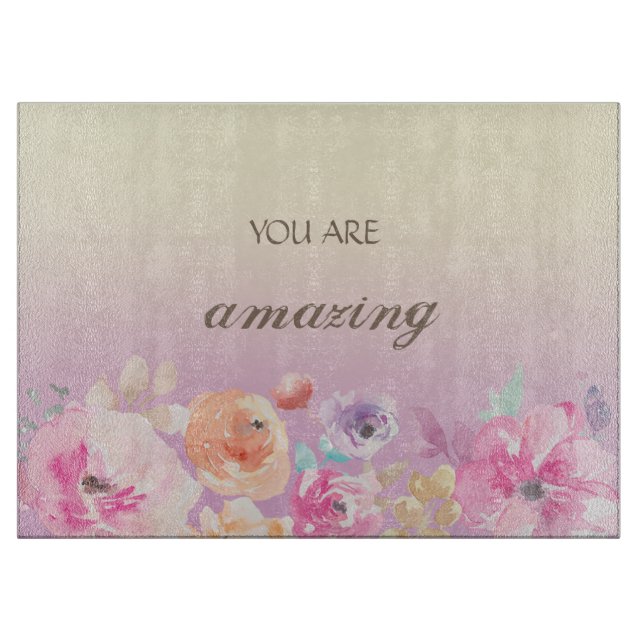 Adorable Colourful Watercolor Flowers Cutting Board (Front)