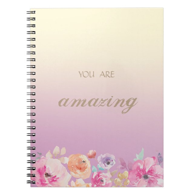 Adorable Colourful Watercolor Flowers Notebook (Front)