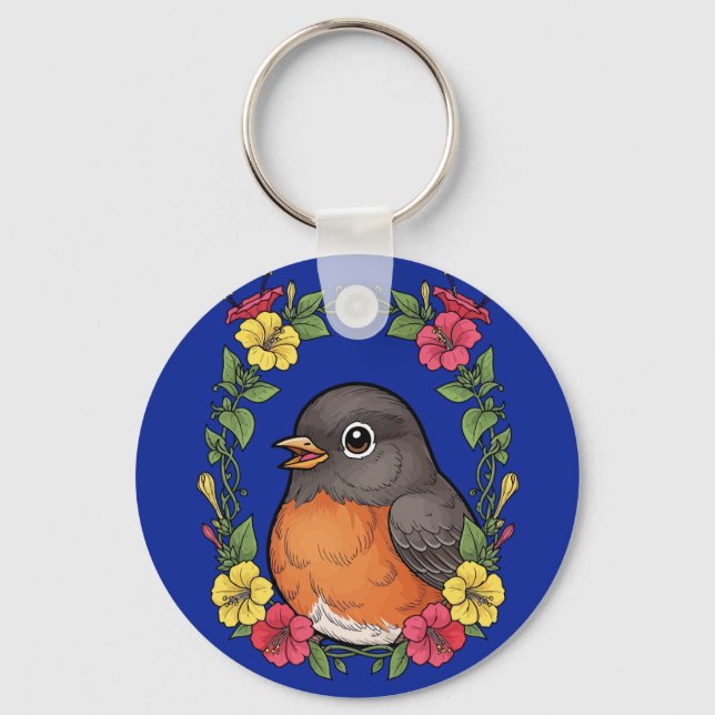Adorable Connecticut Bird With Mirabilis Key Ring (Front)