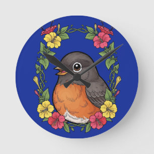 Adorable Connecticut Bird With Mirabilis Round Clock