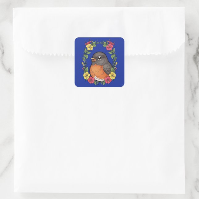 Adorable Connecticut Bird With Mirabilis Square Sticker (Bag)