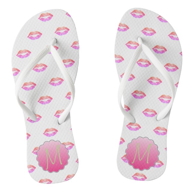 Adorable Cool Glitter Lips  ,Monogram Thongs (Footbed)