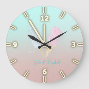 Adorable Cool Ice Cream Cones,Love Large Clock
