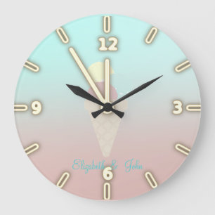 Adorable Cool Ice Cream Cones -Personalised Large Clock