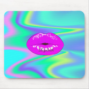 Adorable Cool Lips, Holographic Rainbow Mouse Pad