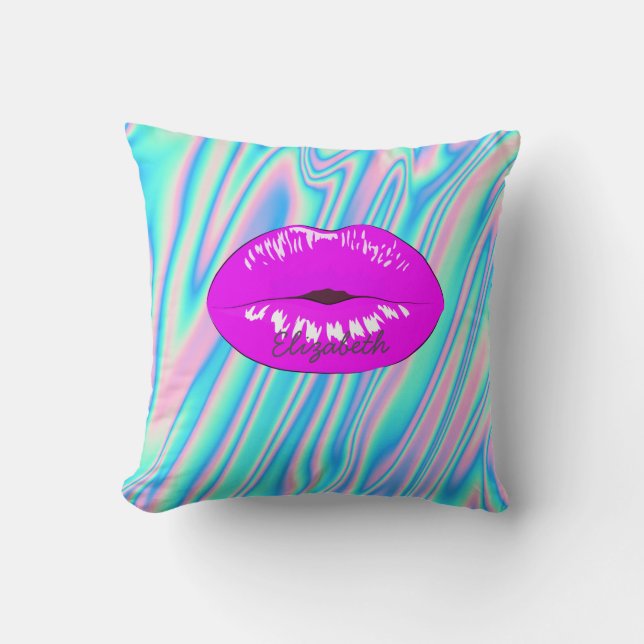 Adorable Cool Trendy Lips, Holographic Cushion (Front)