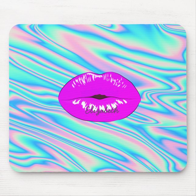 Adorable Cool Trendy Lips, Holographic Mouse Pad (Front)