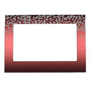 Adorable Coral Red Shiny Foil  Confetty Or Diamond Magnetic Frame