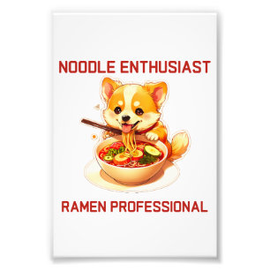 Adorable Corgi Enjoying Ramen Sticker Photo Print