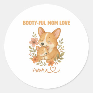 Adorable Corgi Mum Mother's Day Classic Round Sticker