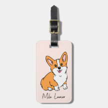 Adorable Corgi Personalised Luggage Name Tag