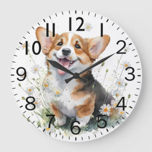Adorable Corgi Puppy Dog Large Clock