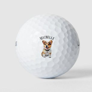 Adorable Corgi Puppy Name Personalisation Fun Gift Golf Balls