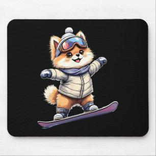 Adorable Corgi Snowboarding Fun Winter Adventure Mouse Pad