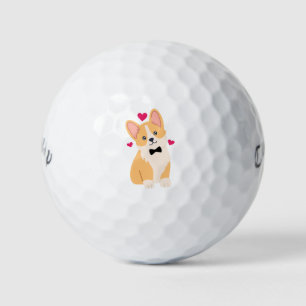 Adorable Corgi with Bow Tie with Hearts Dog Lovers Golf Balls