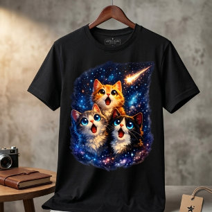 Adorable Cosmic Cats Watching Meteor Shower Men's  T-Shirt