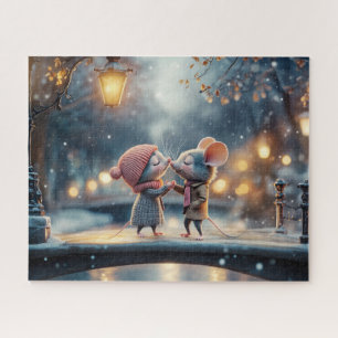 Adorable couple of mice in love jigsaw puzzle