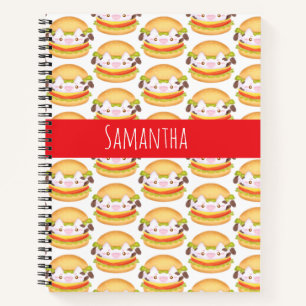 Adorable Cow Hamburger Notebook