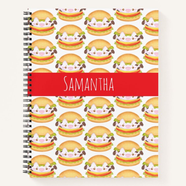 Adorable Cow Hamburger  Notebook (Front)