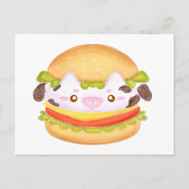 Adorable Cow Hamburger  Postcard (Front)